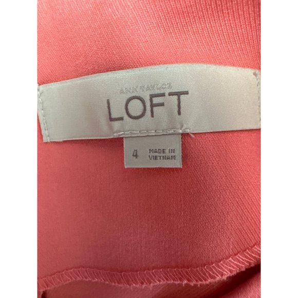 Ann Taylor LOFT Polyester Rayon Coral/Salmon Pink Sleeveless Shift Dress Size 4 - Picture 7 of 10